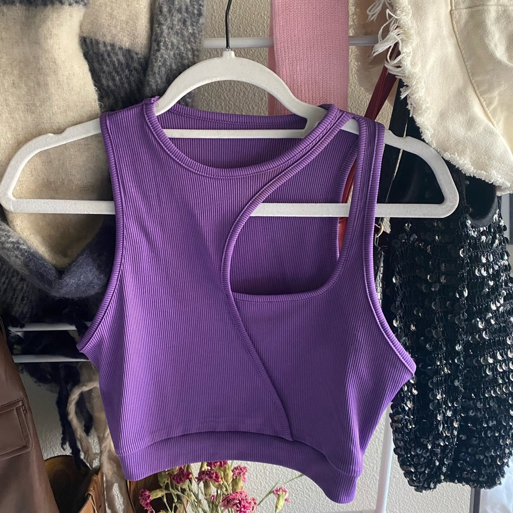 Purple cut out crop top